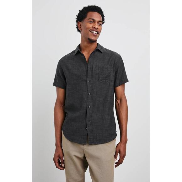 NEW RAILS fairfax short sleeve shirt in black chambray